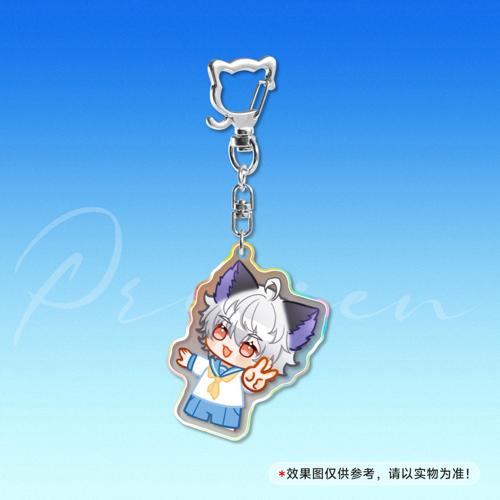 【屿泽×枫荷 贴贴】5cm镭射钥匙扣猫咪扣 - 屿泽水手